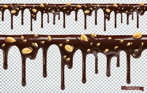 Dripping chocolate with peanut nuts. 