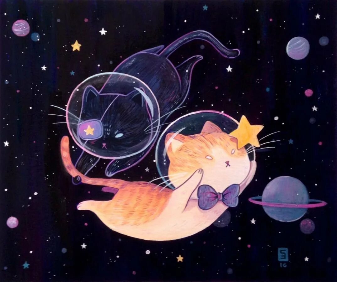 Космический кот. Кот в космосе. Космос иллюстрация. Милые рисунки. Кот в космосе рисунок