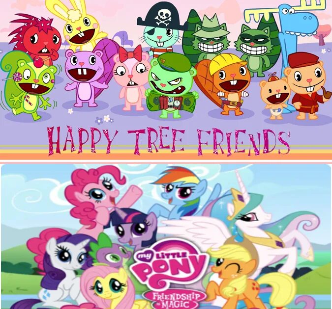 Happy pony. Пони Хэппи три френдс. Happy Tree friends my little Pony. Счастливые Лесные друзья. Happy Tree friends Смешарики.