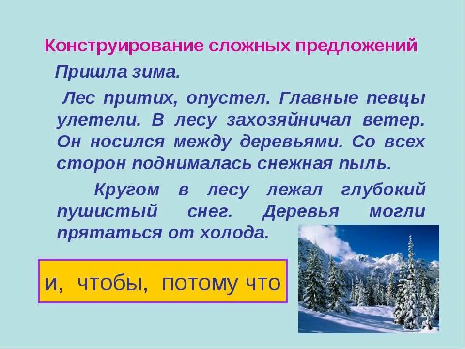 1 предложение про зиму