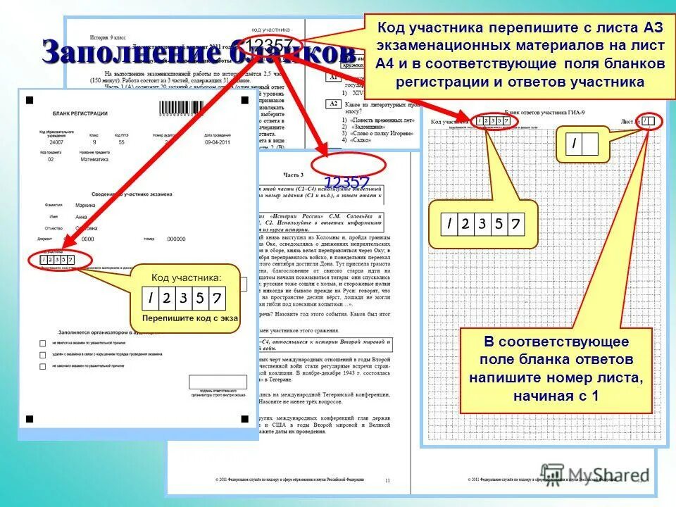 Печать бланков регистрации в аудитории. Код участника. Код организатор в аудитории. Поля бланков. Как заполнить номер аудитории.