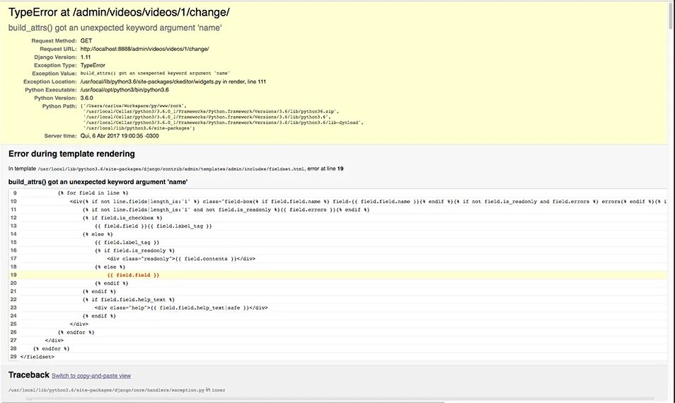 Ckeditor Django. TYPEERROR: F() got an unexpected keyword argument ' '. TYPEERROR: list expected at most 1 argument, got 2. There was an unexpected Error (Type=not found, status=404)..