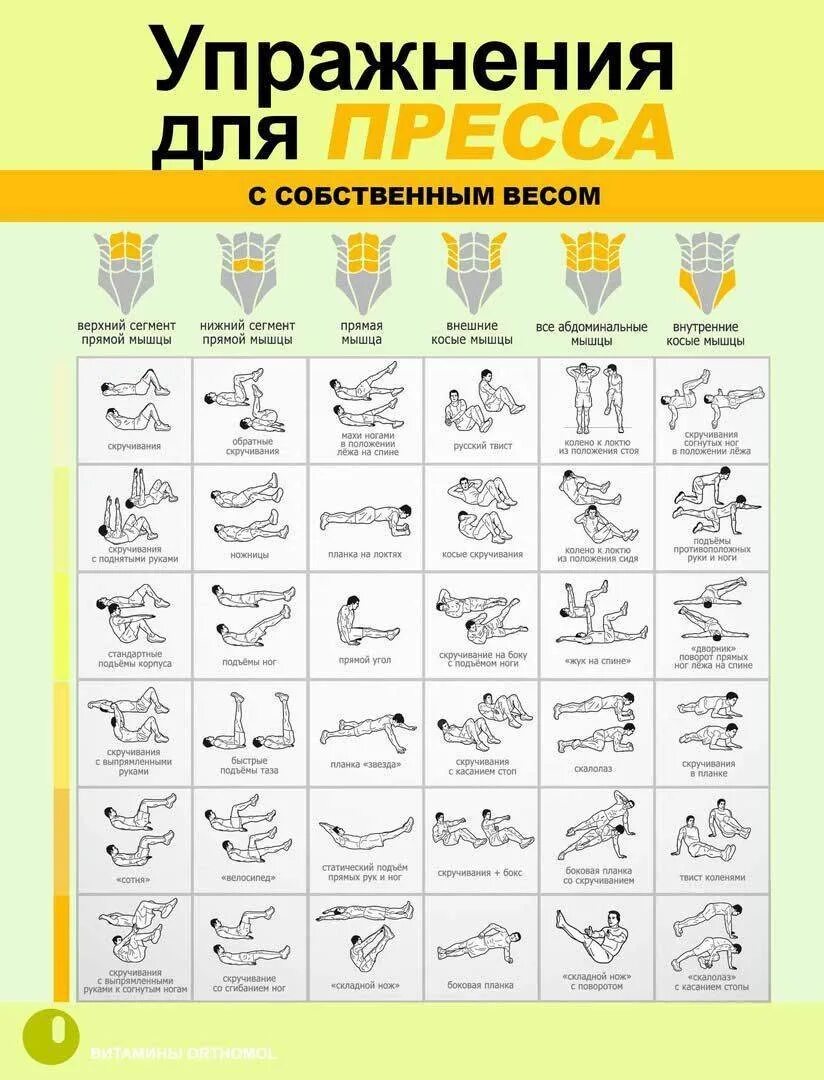 Название упражнений в работе
