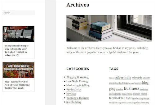 Archive page. Archive WORDPRESS. WORDPRESS Archive Page example.