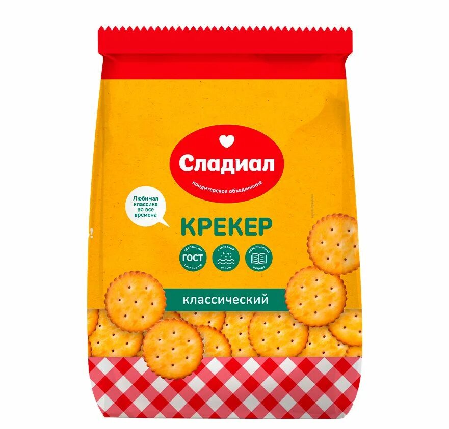 Крекерсы. Печенье крекер Сладиал классический 500г (Слада). Печенье "чудо-утро" имбирное ж/б 500г. Сладиал / печенье "юбилей Сладиала декорированное  " 333 (6,2 кг) , 12 мес.