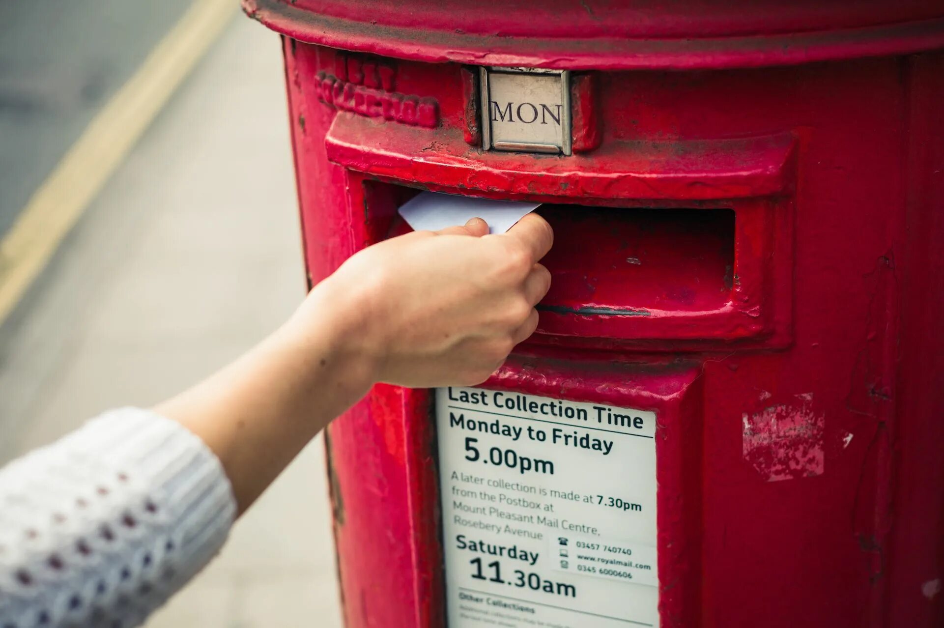 Usually the postbox to empty every