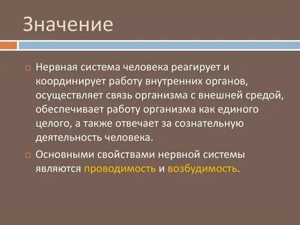 Значение нервной системы в жизнедеятельности организма