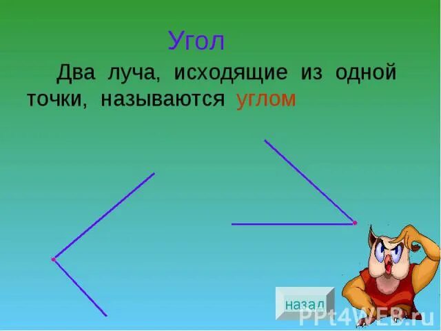Угол с двумя лучами. Как называется луч исходящий из вершины угла и делящий его на два. Луч исходит из угла. Лучи выходящие из вершины угла. Луч исходящий из вершины угла называется биссектрисой угла.