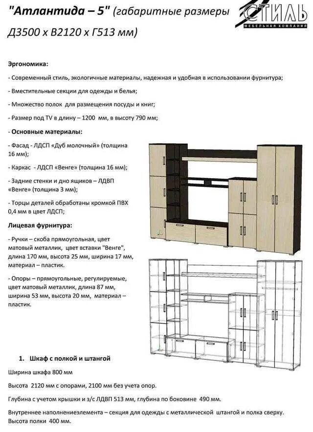 Стенка Атлантида 5 схема сборки. Схема сборки стенка для гостиной "Атлантида-5".