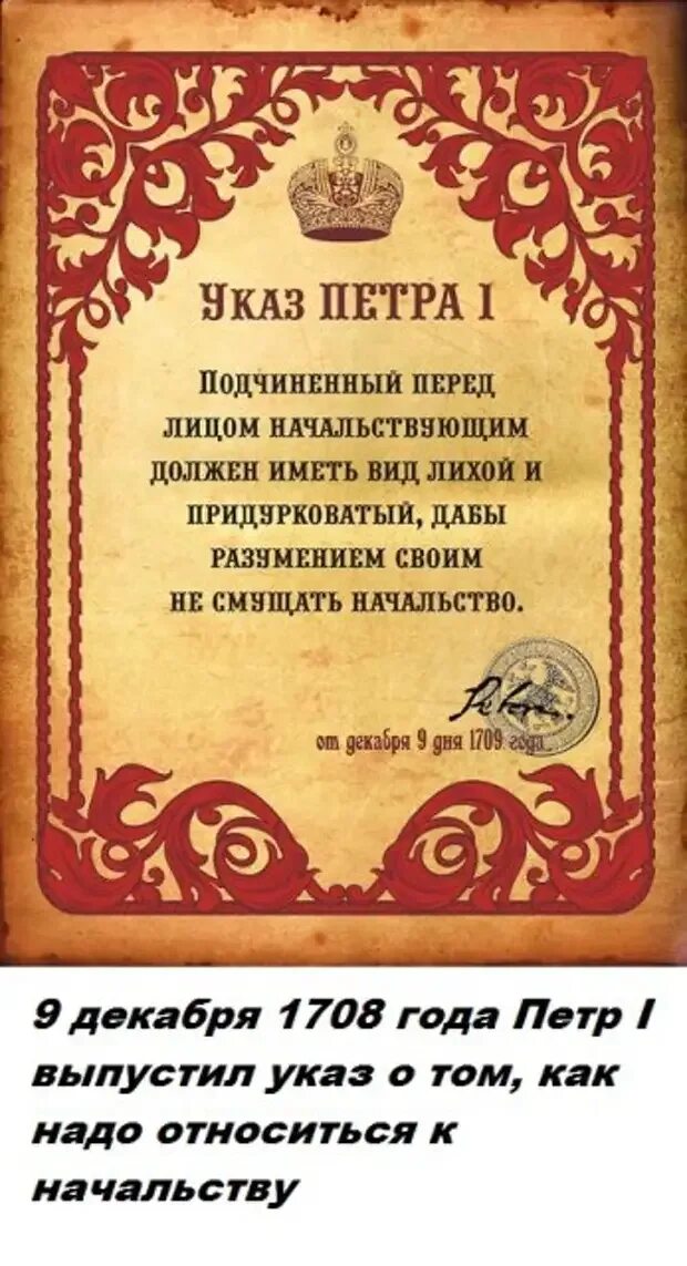 Указ Петра первого о работниках. Указ подчиненный перед лицом начальствующим. Цитата Петра первого про подчиненных. Указ Петра Петра 1 подчиненный перед лицом начальствующим. Иметь вид лихой и