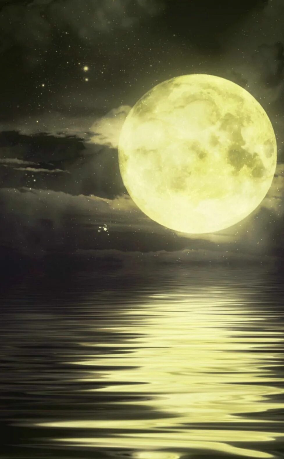Ночь при Луне. Светлая Луна. Поцелуй при Луне. Отражение Луны.