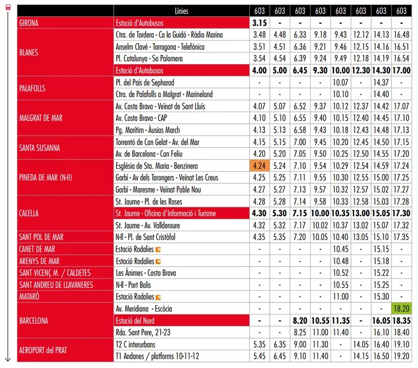 Маршрут автобуса 603 и расписание. Расписание 603 автобуса Всеволожск. Расписание автобусов Барселона Бланес. Расписание автобуса 1 Бергамо.