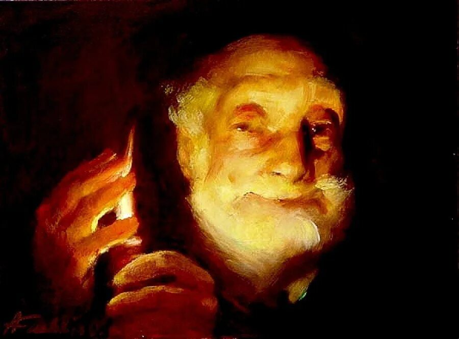 старик в пижаме и колпаке. джим керри рождественская история. боже помилуй геннадий горин. писарь. задувает свечи на торте.