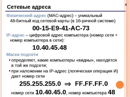 Сетевой адрес значение