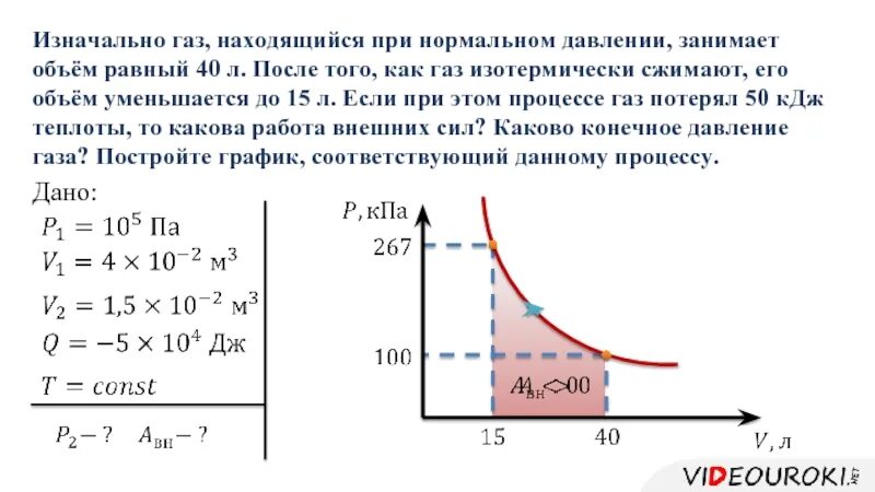 Под каким давлением находится газ. Изначально газ находящийся при нормальном давлении занимает объем. если газ сжимают то его объём. изотермический процесс объем уменьшается. если объем газа уменьшить то.