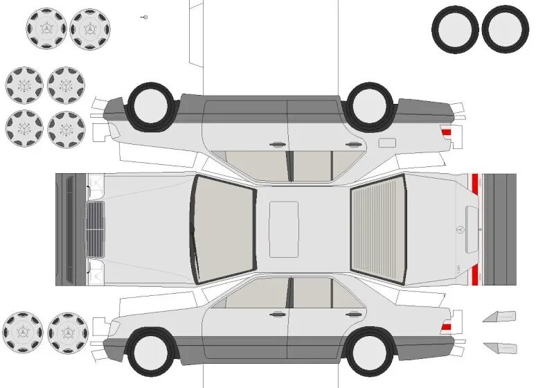 Шаблон для склеивания машин. Мерседес w140 развертка. Мерседес 124 развертка. Развёртки машин Мерседес w140. Бумажная модель Mercedes Benz w124.