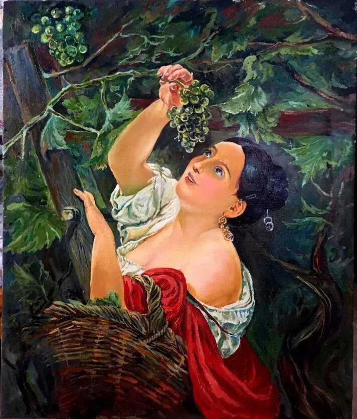 Карл брюллов девушка собирающая виноград в окрестностях. ). К. Карл брюллов девушка собирающая виноград в окрестностях неаполя. «девушка, собирающая виноград в окрестностях неаполя» (1828 г.