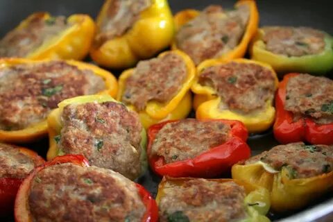 Перец с мясом на сковороде