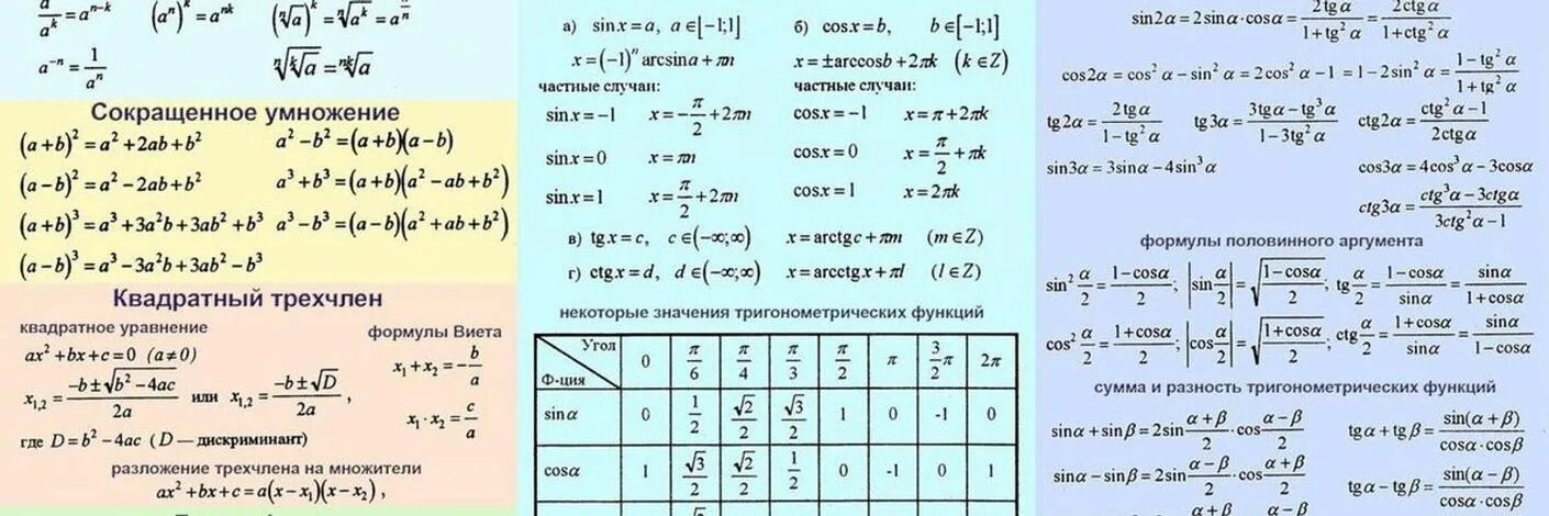 Найдите нужную формулу