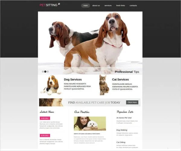 Работа 2.6 разработка сайта животный мир. Верстка сайта с питомцами. pet pet шаблон. дизайн современного сайта о животных примеры. скриншоты сайтов питомцев собак.