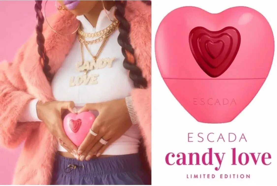 Лав пауэр. Духи Escada Candy Love. Escada Candy Love Limited Edition. Духи Эскада Канди лав. Escada сердце духи Candy Love розовый.