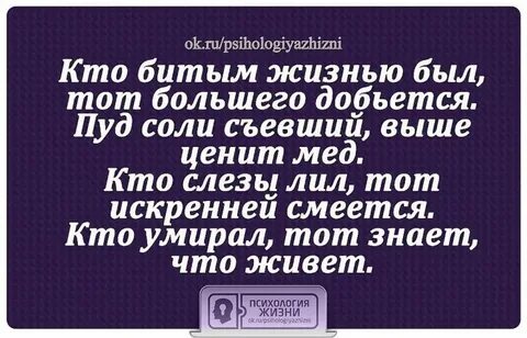 Кто битым жизнью был тот большего