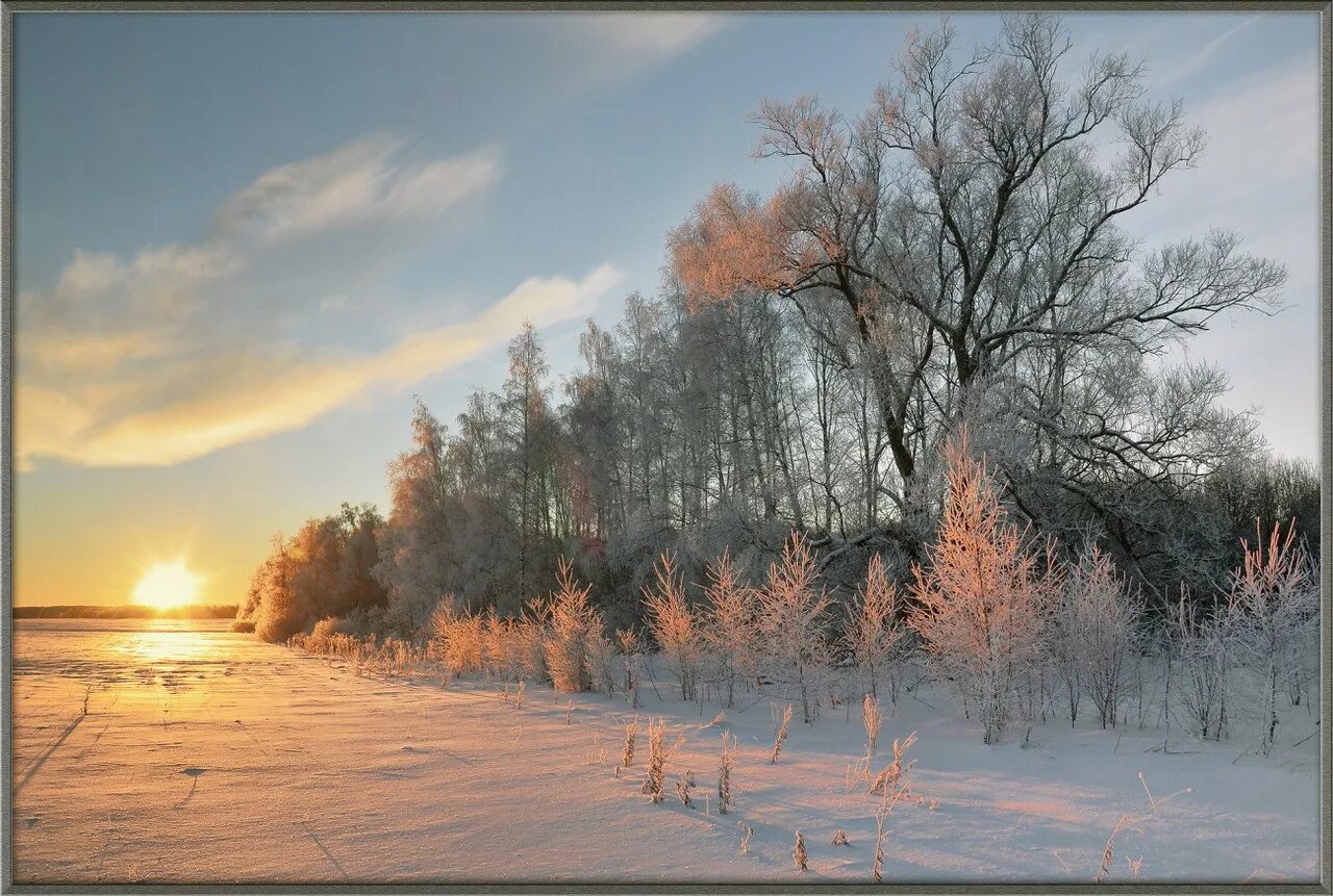 Морозный пейзаж. Февральский пейзаж. Зимнее утро. Морозное солнечное утро. Разгар зимы