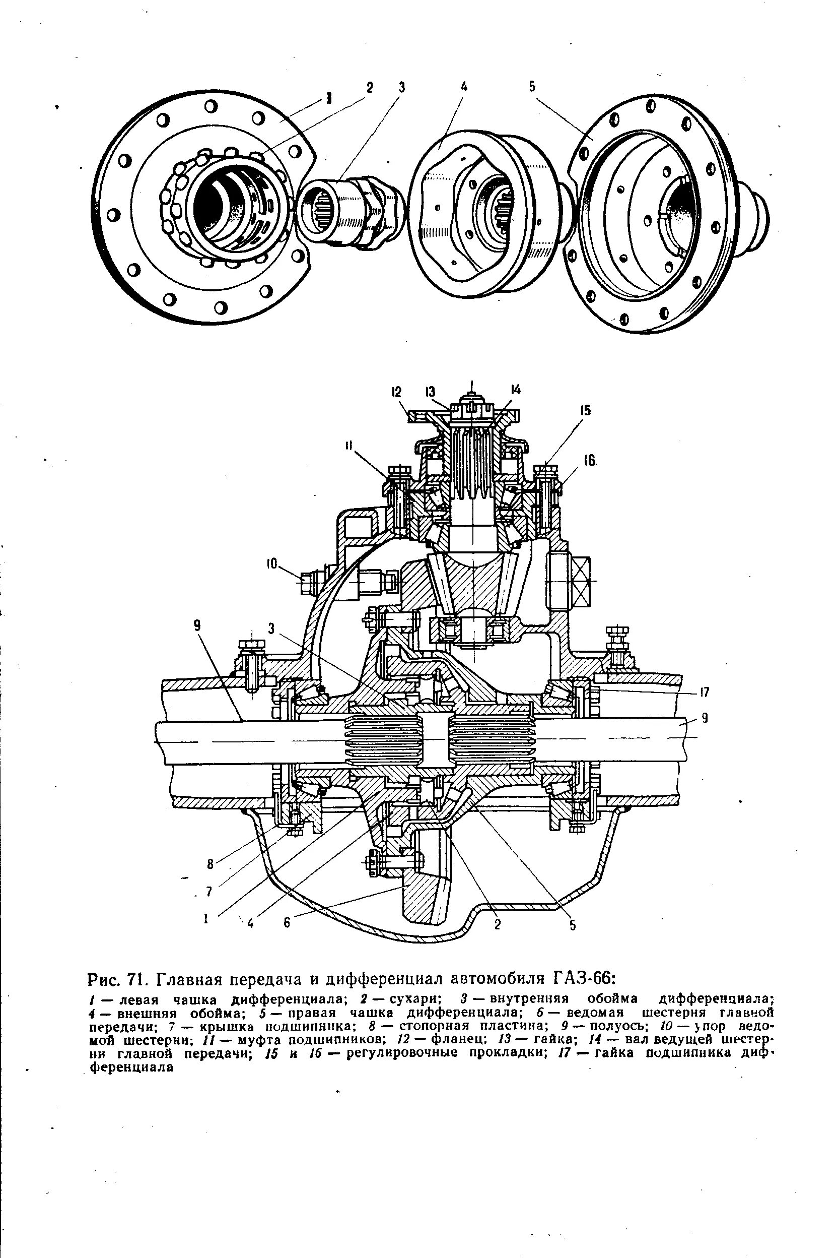 Главная передача и дифференциал автомобиля ГАЗ 53. Главная передача автомобиля ГАЗ 3307. Главная передача автомобиля ГАЗ 66. Дифференциал ГАЗ 66 схема.
