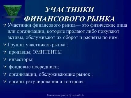 Виды участников рынка
