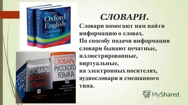 Автор словаря русского языка 6 букв. Сообщение о словаре. Словари бывают. Название словарей. Словарь русского языка.