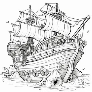 Galactic Pirate Ship Flying Through Space With Steampunk Airship And C50