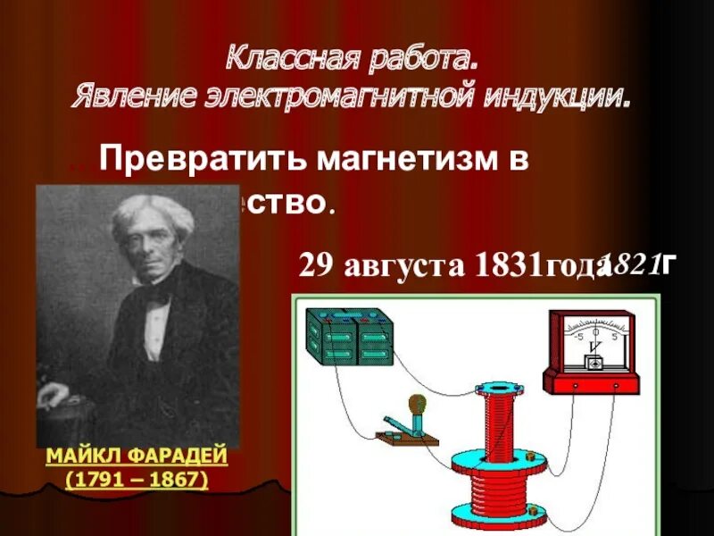 Описание явления электромагнитной индукции. Опыт Майкла Фарадея электромагнитная индукция. Явление электромагнитной индукции физика 9 класс. Электромагнитная индукция 1831.