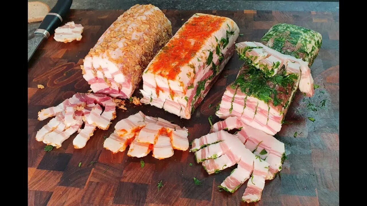 Сало гармошка. Сало гармошка с зеленью и аджикой. прокачка сала.