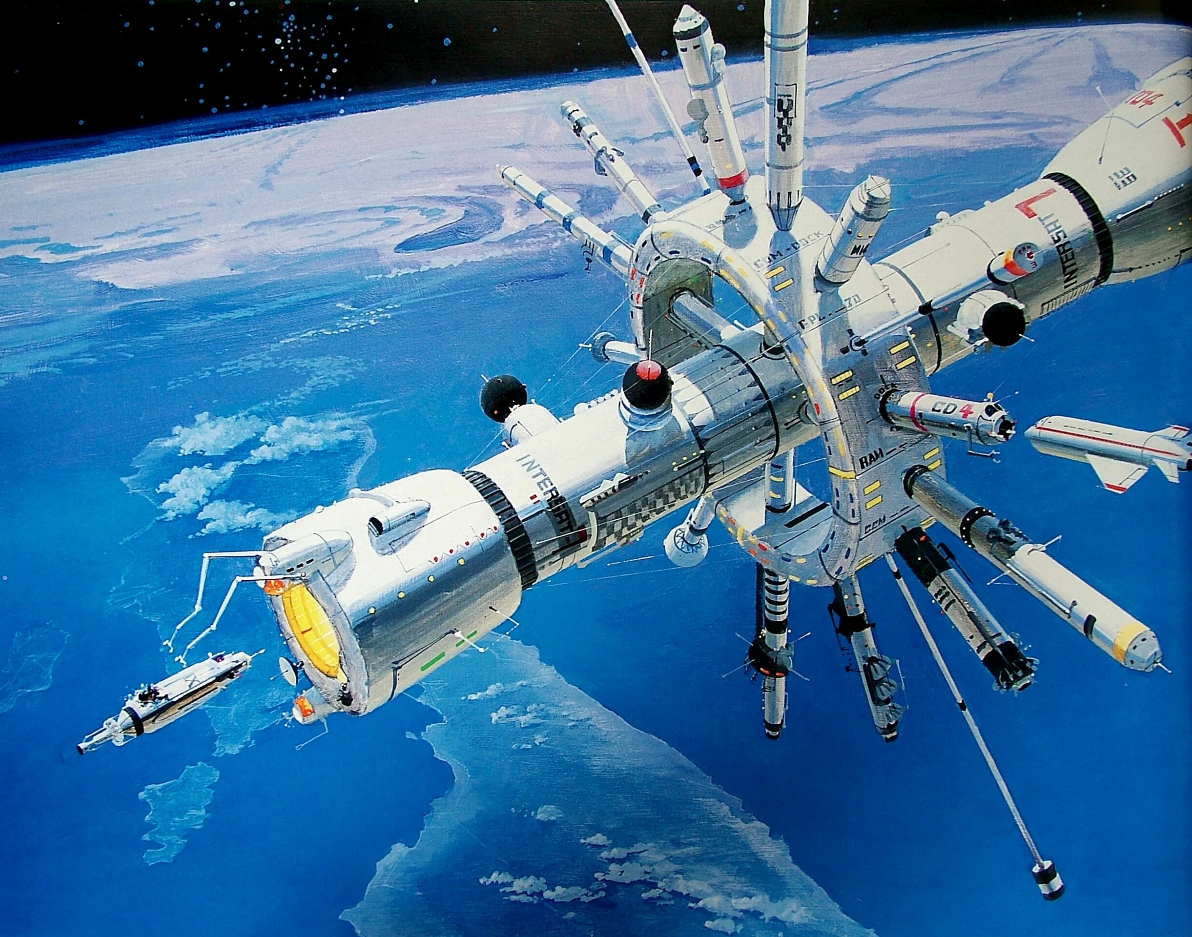 Орбитальная Космическая станция. Современные космические корабли. Ракета мкс