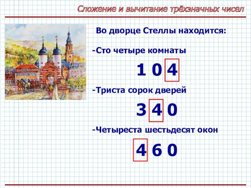 Образование трехзначных чисел. Сложение и вычитание трехзначных чисел. сложение трехзначных чисел. слахение трррррёх значных чисел. вычитание трехзначных чисел.