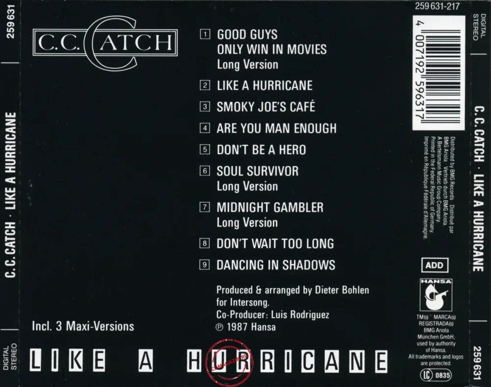 C. Обложка cd c. Catch. C c catch 1986. C.