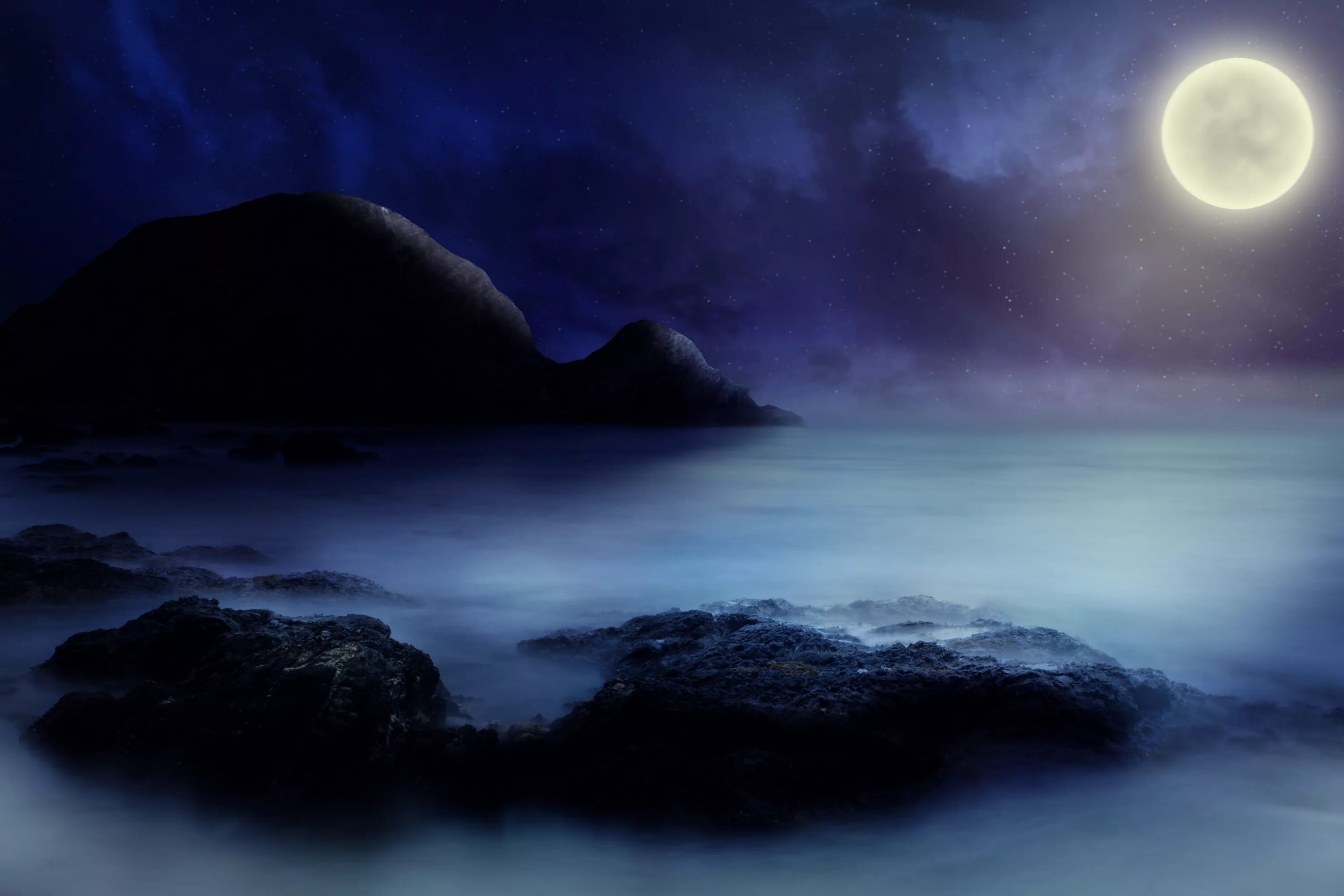 Луна и море. Ночной пейзаж. Красивые ночные пейзажи. Лунный пейзаж. Лунной ночью свет загадочно
