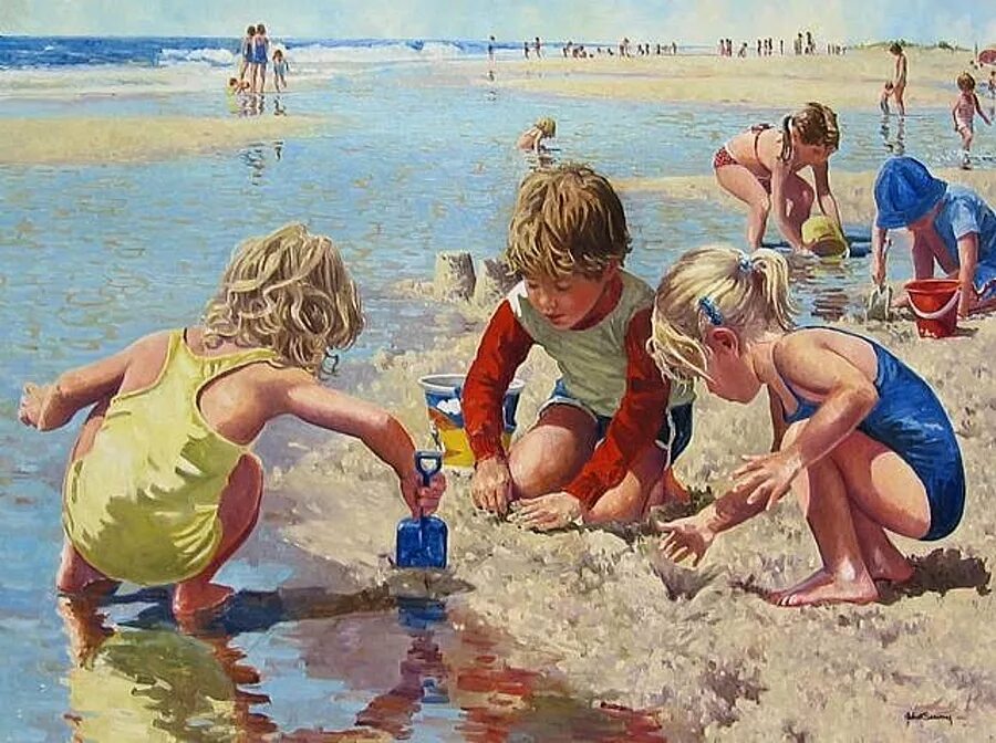 Painting играть. Играющие дети в живописи. Детские забавы летом. Картина в песочнице. Картина дети играют.