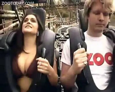 Tits Out On Roller Coaster.