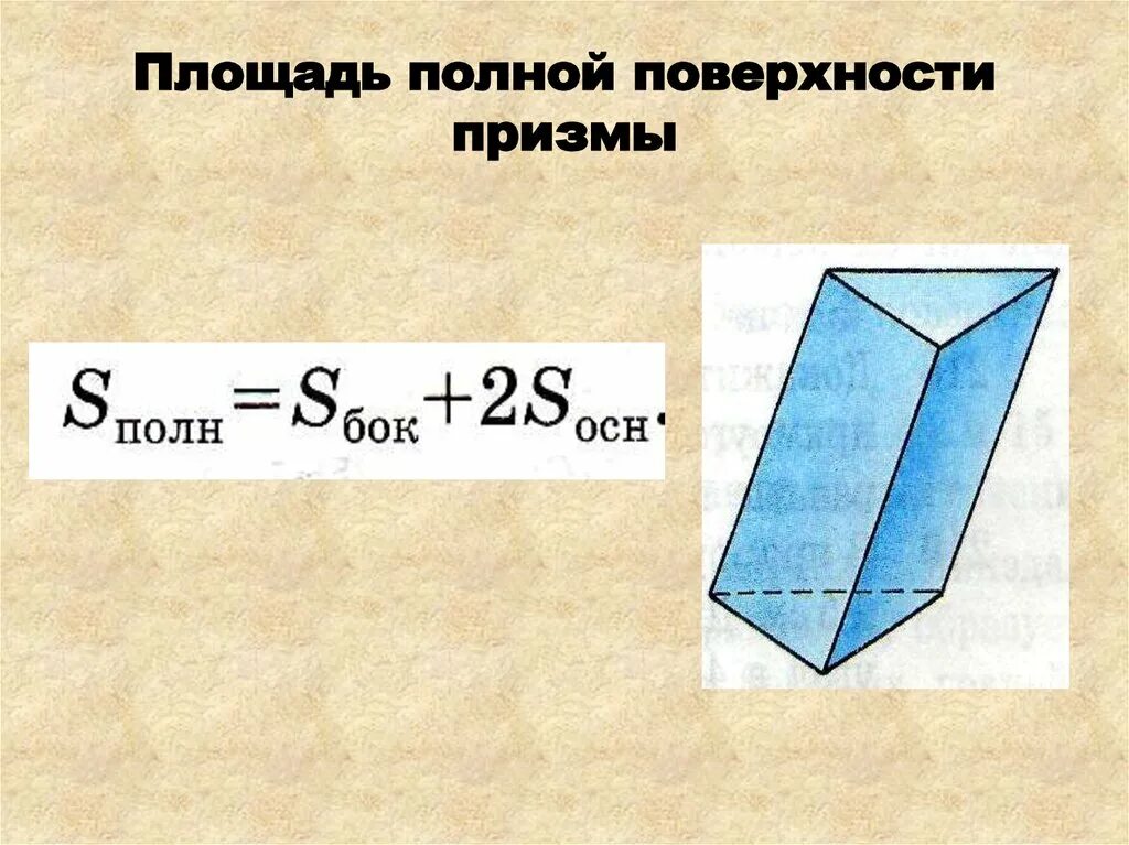 1 призма площадь боковой поверхности прямой призмы. Формула нахождения полной площади Призмы. Площадь полной поверхности Призмы. Призма площадь полной поверхности Призмы. Формула для нахождения полной поверхности прямой Призмы.