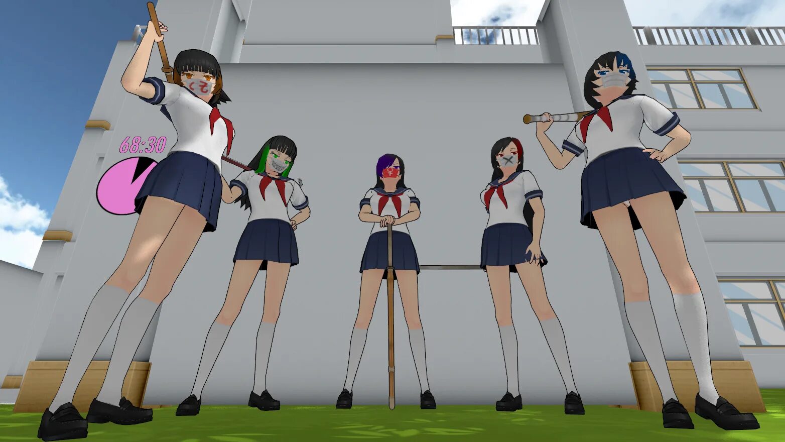 Включи yandere simulator. Яндере симулятор Delinquents. Раябу Яндере симулятор. Хулиганы из Яндер симулятор.