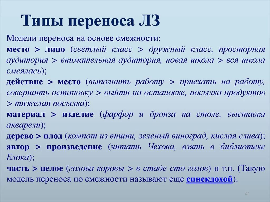 Типы переноса. Типы семантического переноса. Определите Тип переноса наименования:. Виды переноса лексического значения.