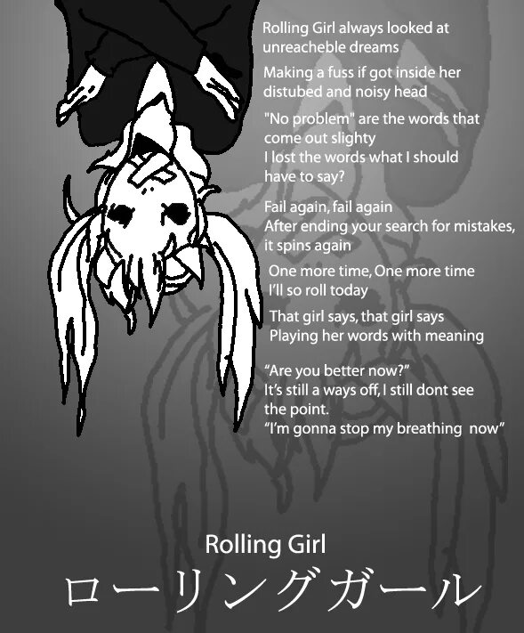 Roll lyrics. Wowaka Rolling girl. Rolling girl Lyrics. Rolling girl Lollia текст. Rolling girl Song.