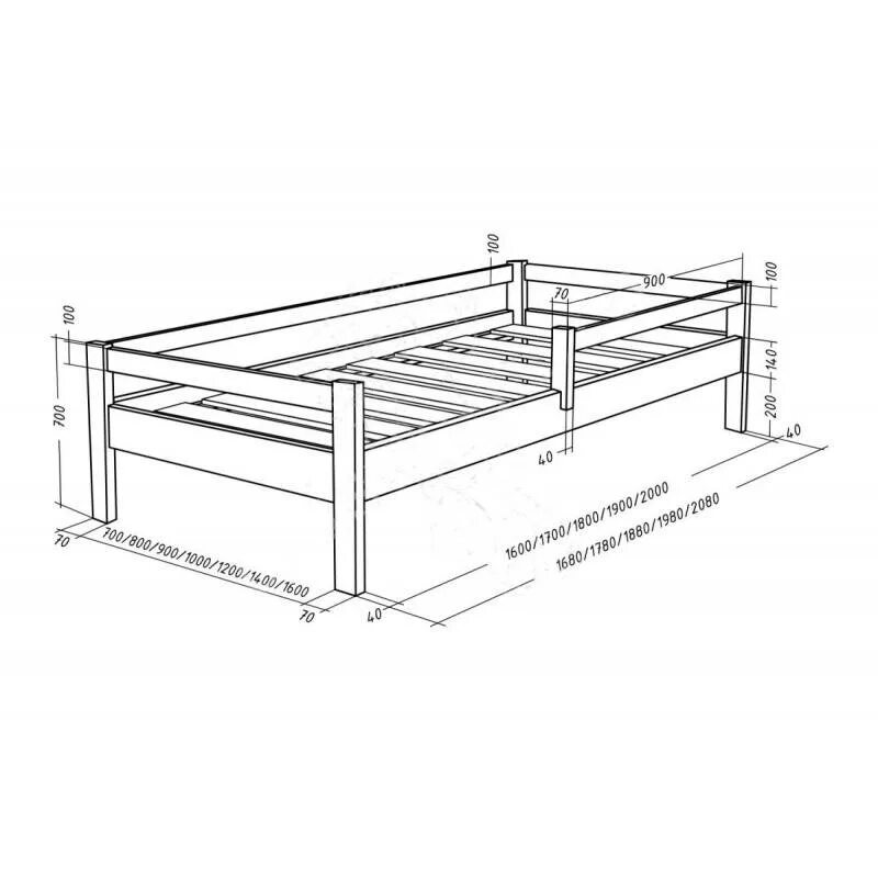 Чертеж детской кровати