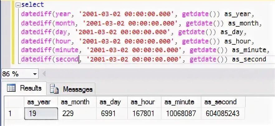 Datediff sql