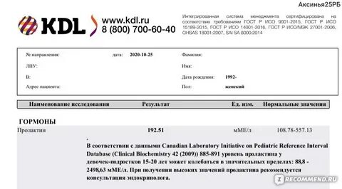 Пролактин мономерный повышен