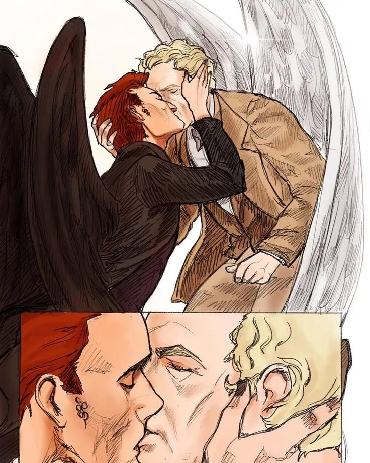 Благие знамения комиксы. Good Omens Кроули и Азирафель. Кроули демон благие знамения. Кроули и Азирафель комиксы.