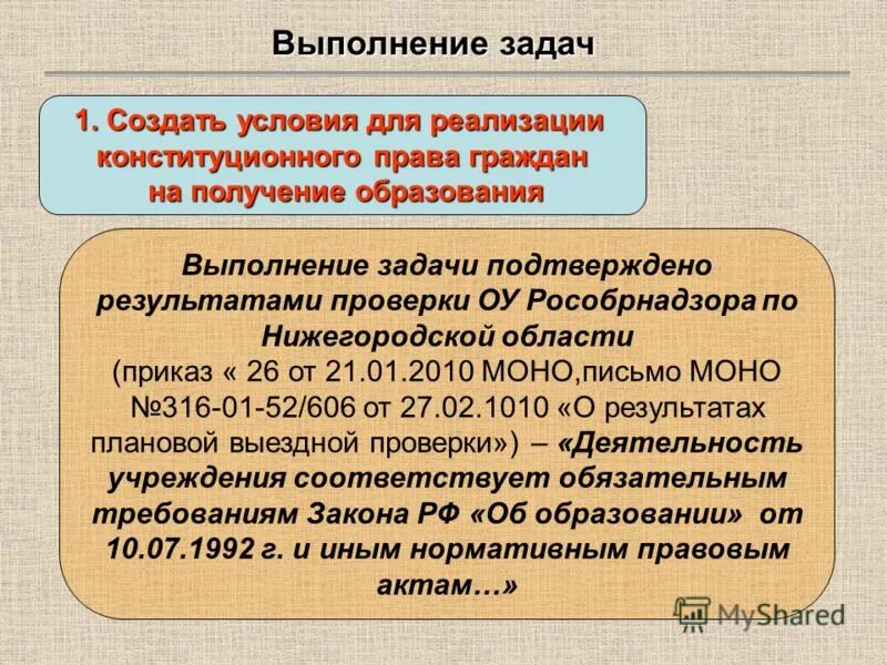 наличие условий для реализации конституция