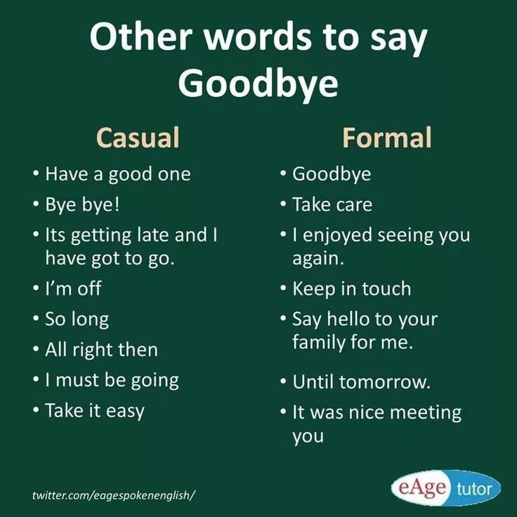 Hello ways. Ways to say Goodbye in English. Formal informal английский. Ways to say hello and Goodbye. Phrases to say Goodbye.