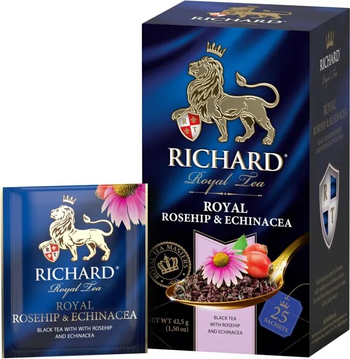 Чай richard купить. Чай Richard Royal Rosehip & Echinacea 1,7*25пак (1/12) черн. Сашет. Чай Richard Роял Расберри 25 пакетиков. Чай Richard Royal Rosehip&Echinacea.